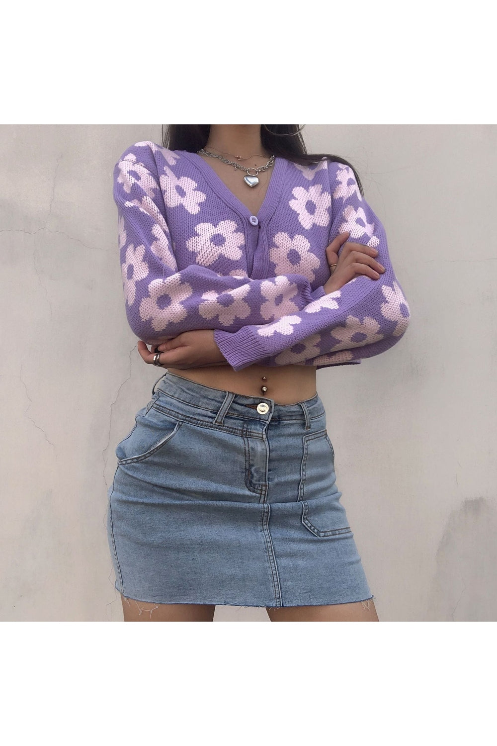 Y2k Retro Vintage Flower Cardigan