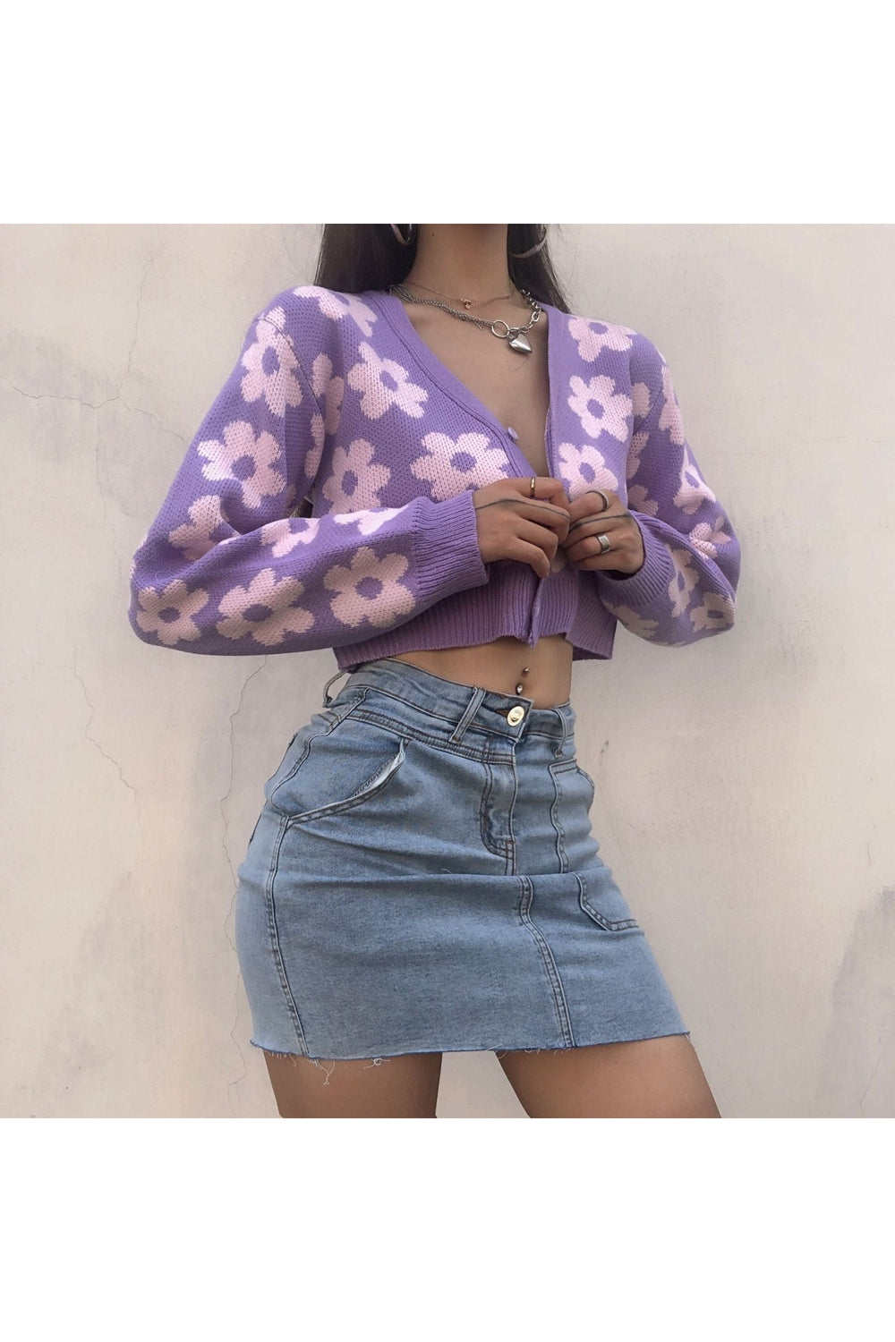 Y2k Retro Vintage Flower Cardigan