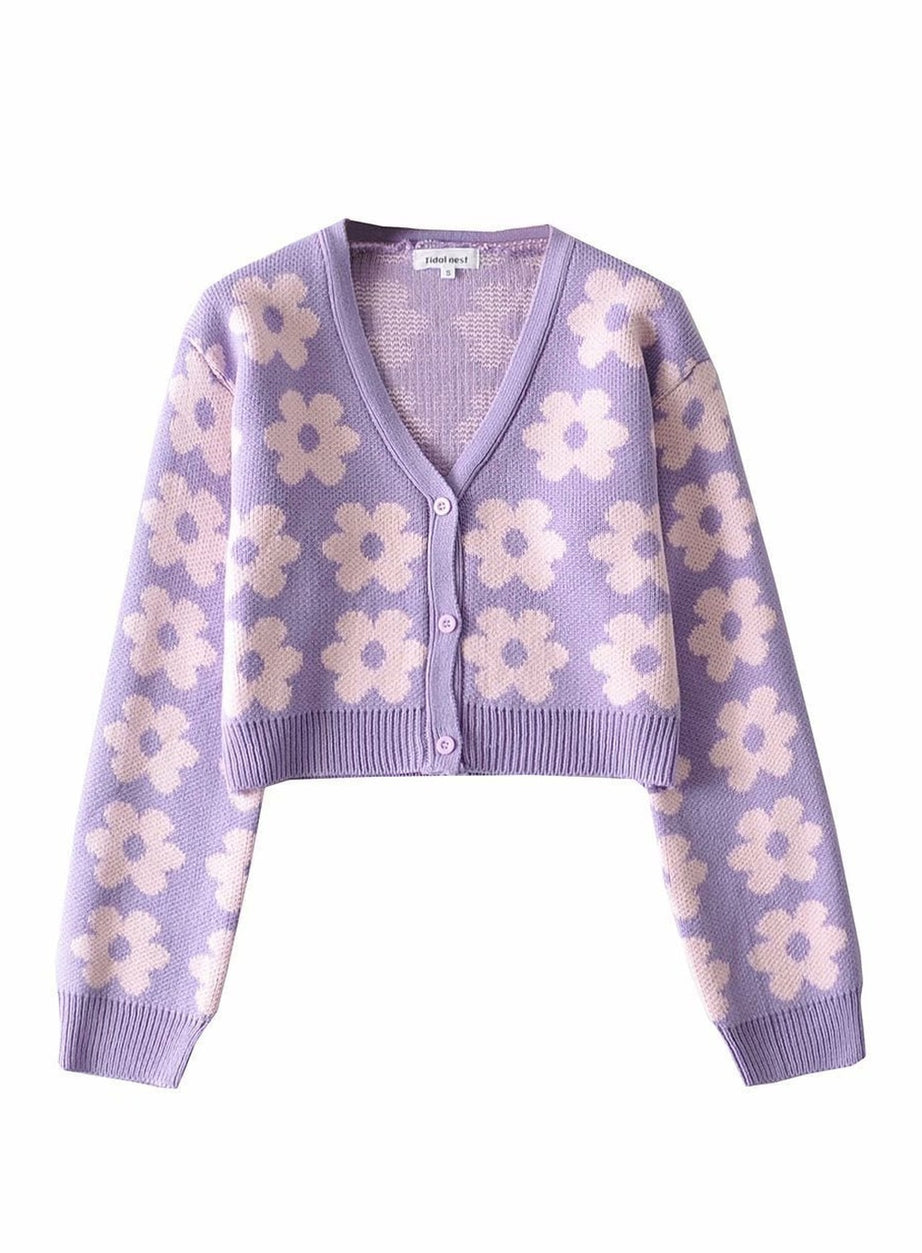 Y2k Retro Vintage Flower Cardigan