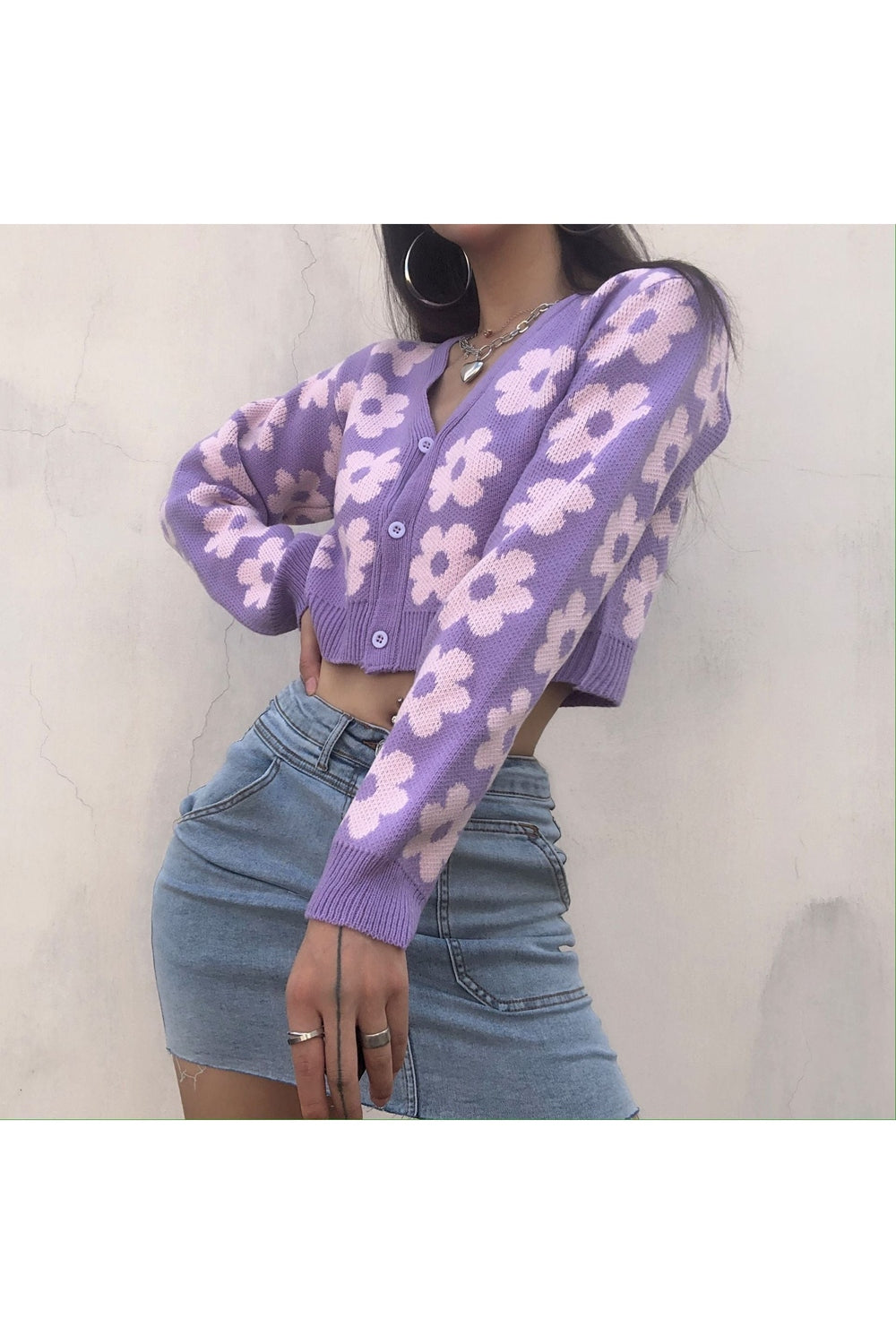 Y2k Retro Vintage Flower Cardigan