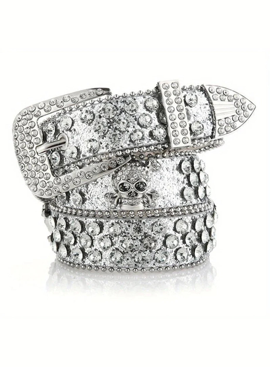 Y2k Rhinestone Skull Rivet Jeans Belt