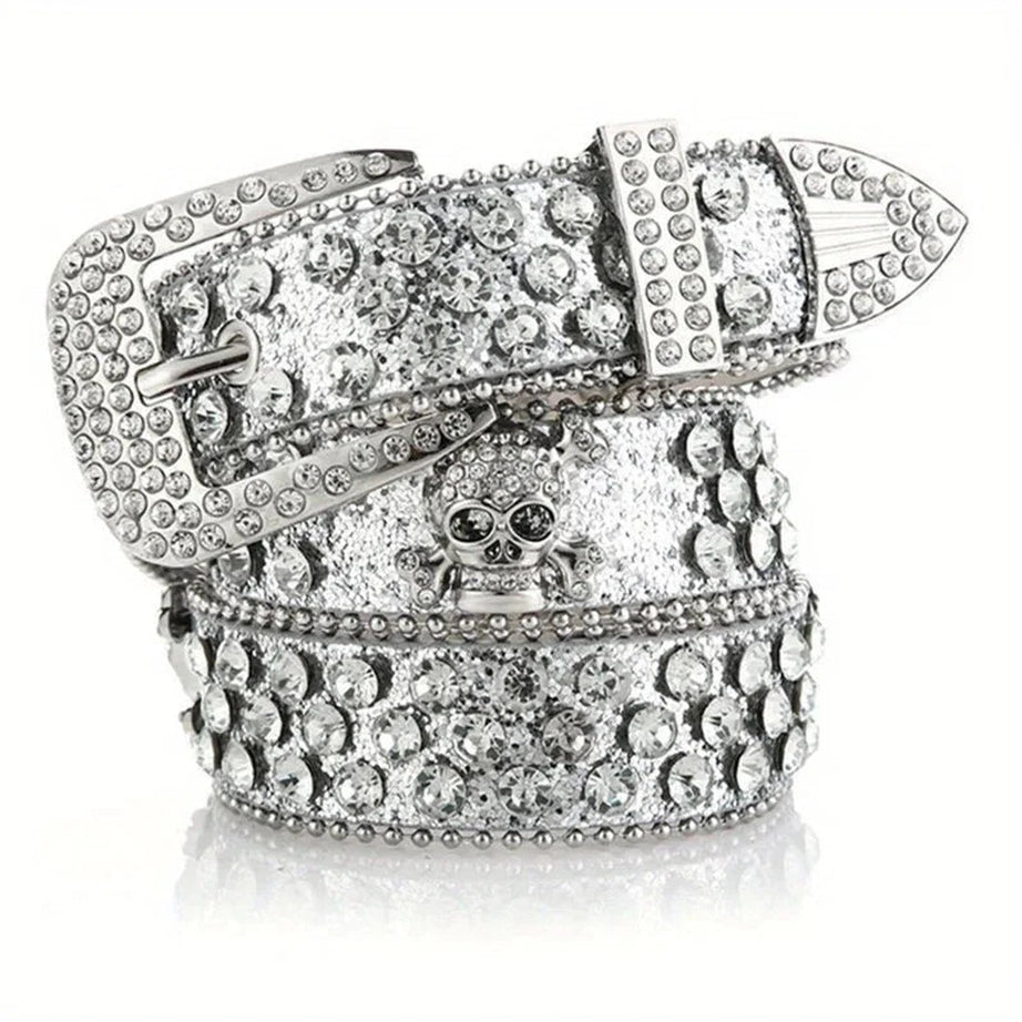 Y2k Rhinestone Skull Rivet Jeans Belt