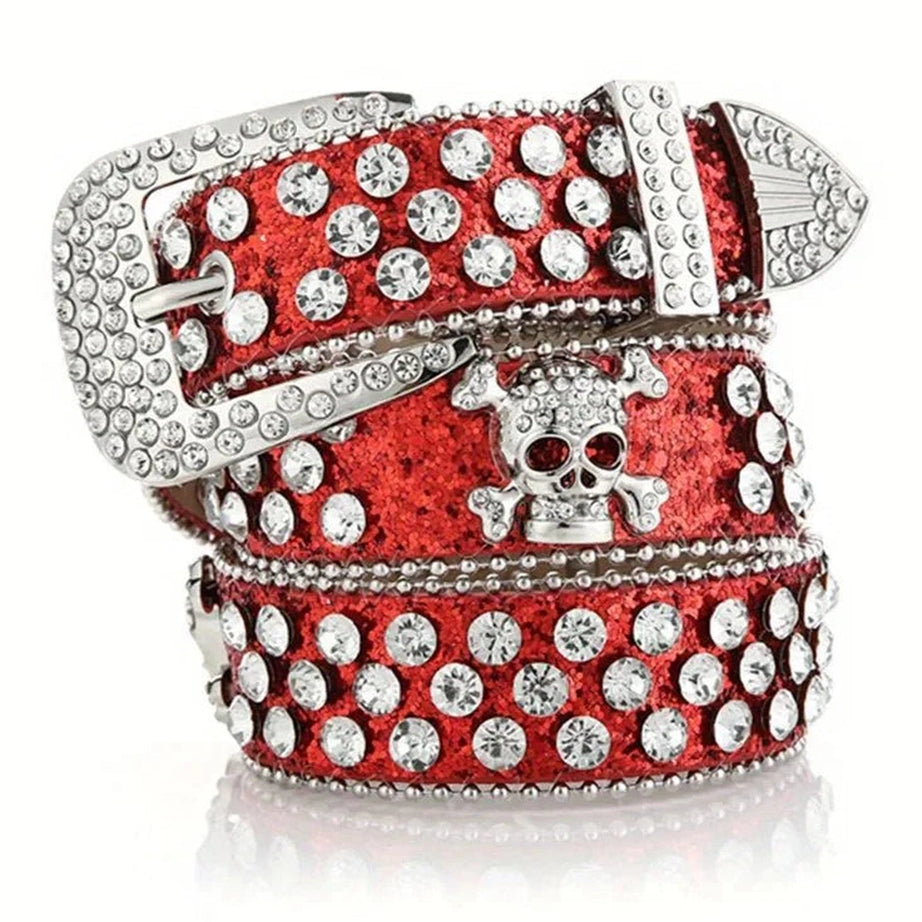 Y2k Rhinestone Skull Rivet Jeans Belt