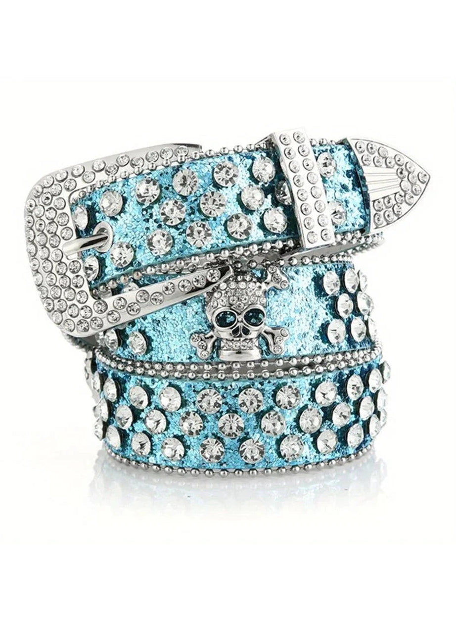 Y2k Rhinestone Skull Rivet Jeans Belt