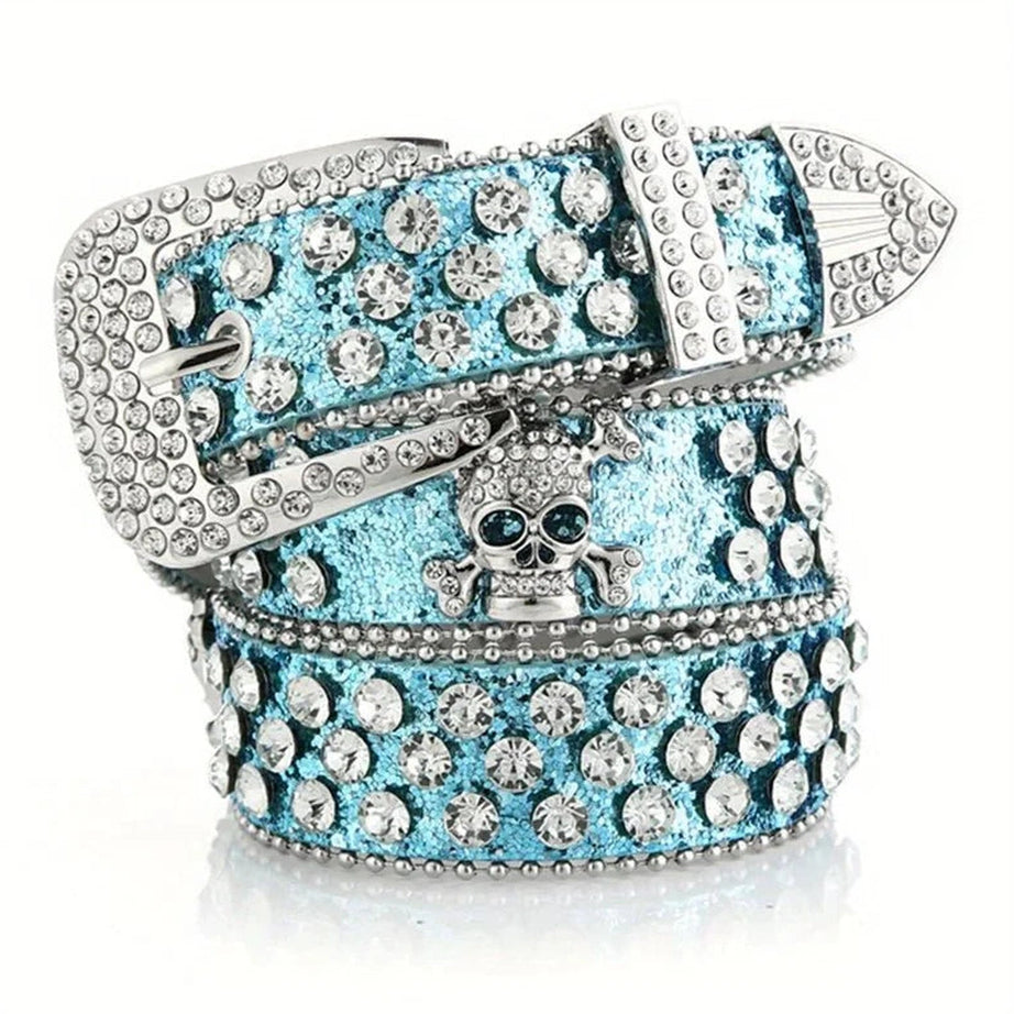Y2k Rhinestone Skull Rivet Jeans Belt