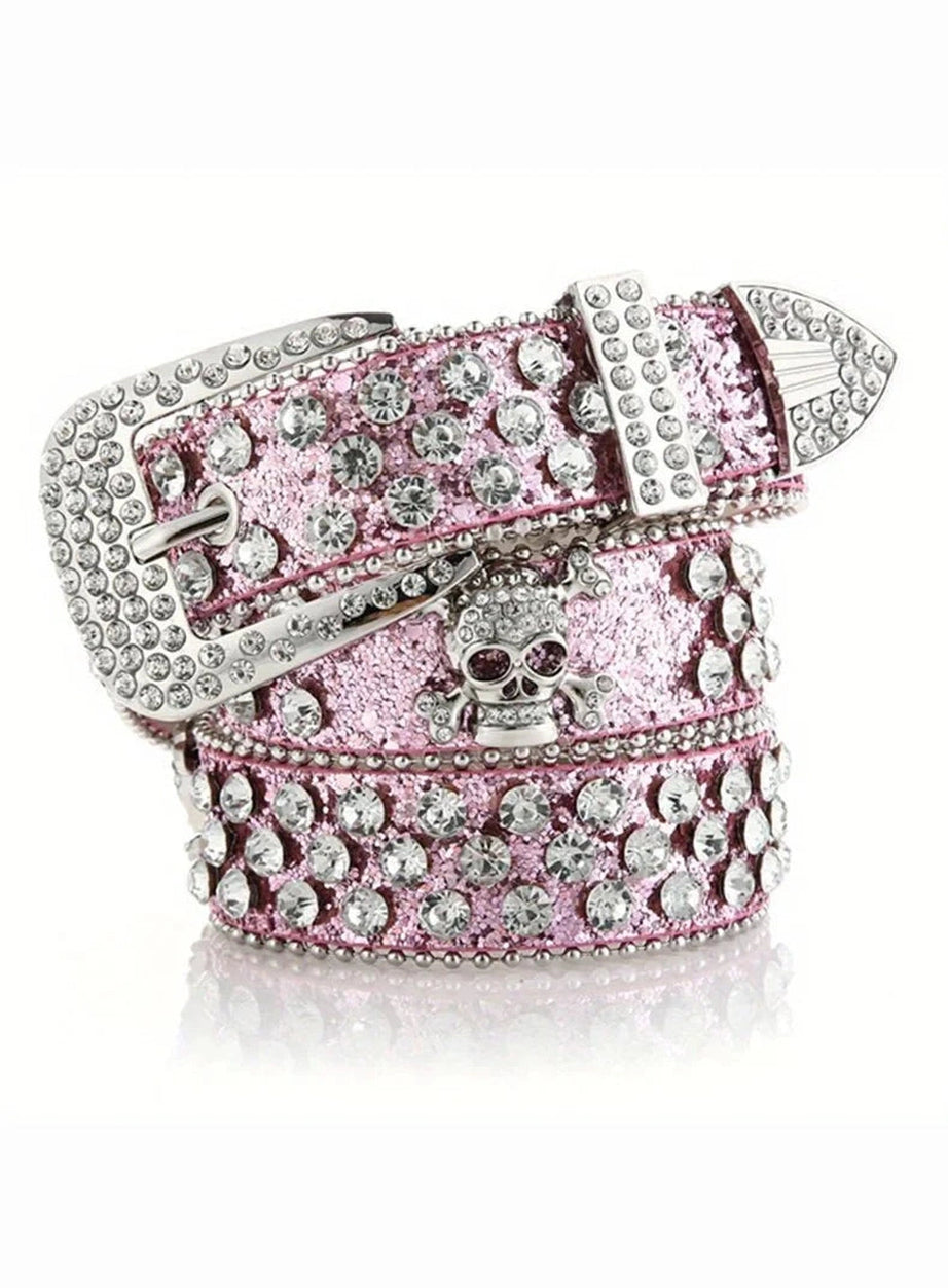 Y2k Rhinestone Skull Rivet Jeans Belt