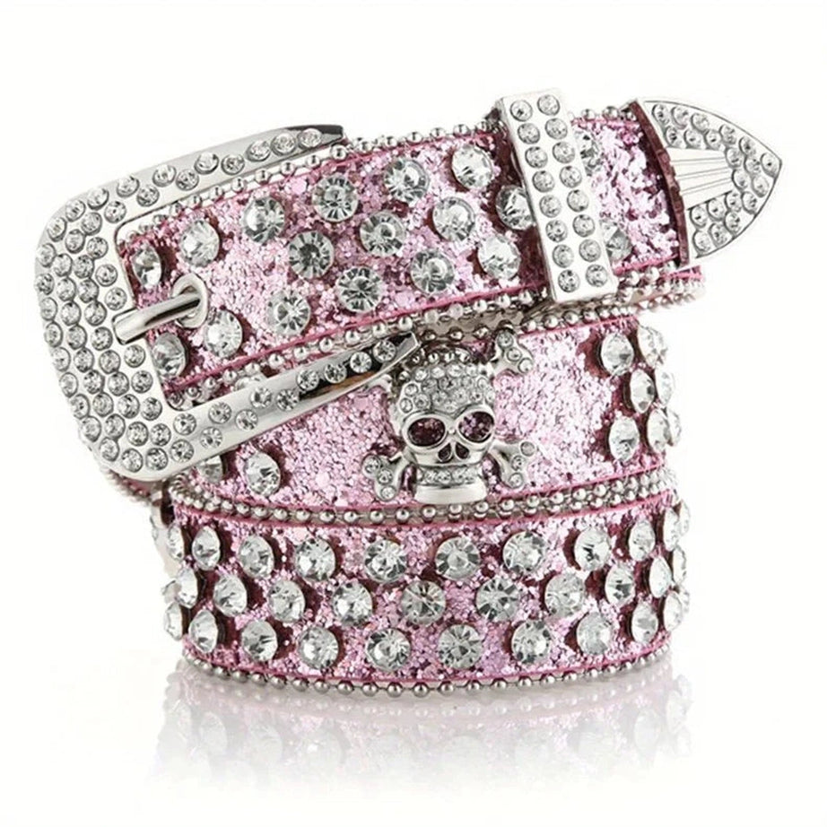 Y2k Rhinestone Skull Rivet Jeans Belt