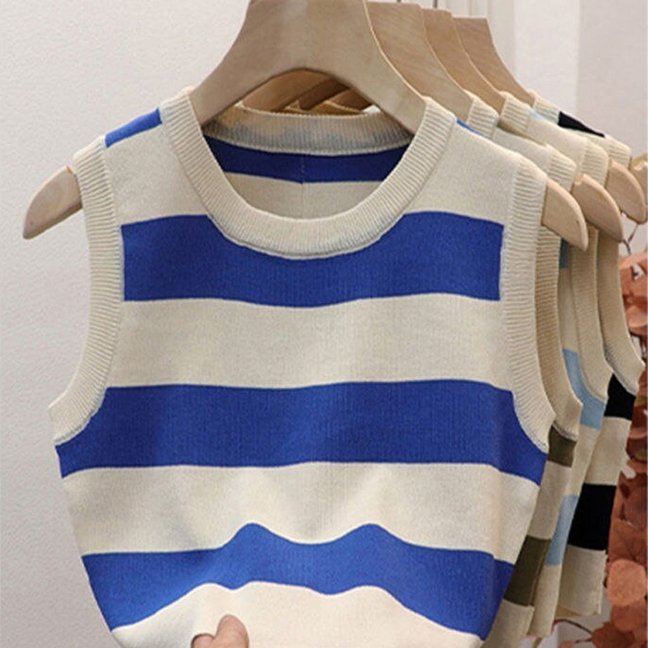 Y2k Rib-knit Stripe Tank Top