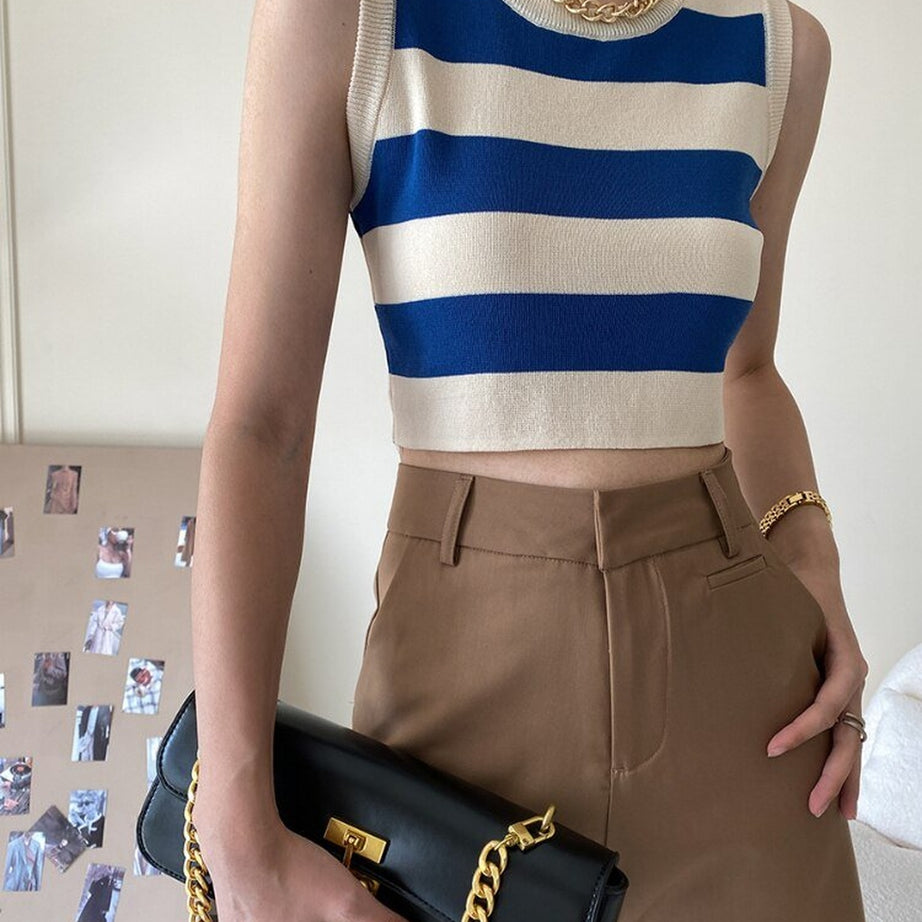Y2k Rib-knit Stripe Tank Top