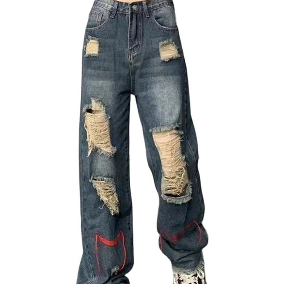 Y2k Ripped High Waist Baggy Jeans