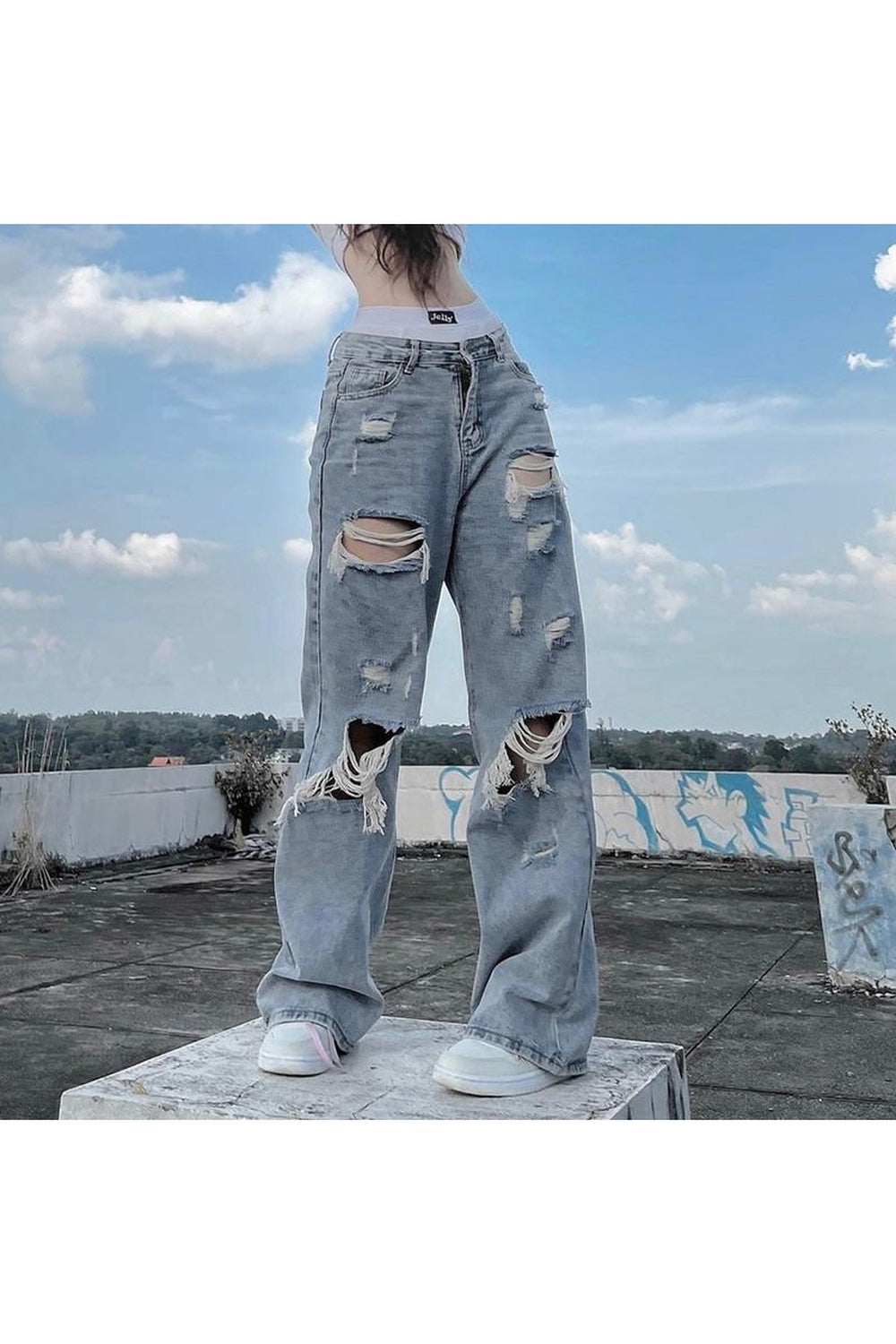 Y2k Ripped Wide Leg Cargo Pants