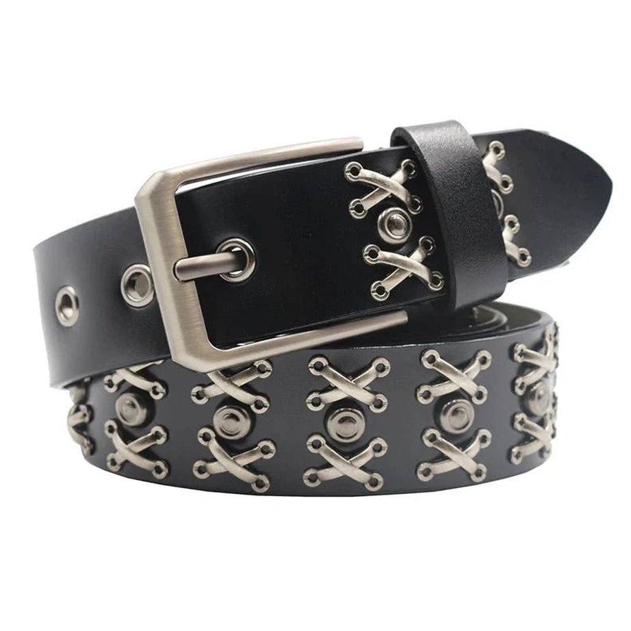 Y2k Rivet Cowboy Genuine Leather Men's Belt