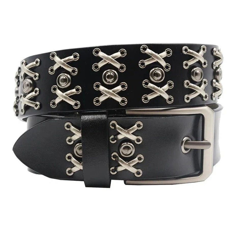 Y2k Rivet Cowboy Genuine Leather Men's Belt