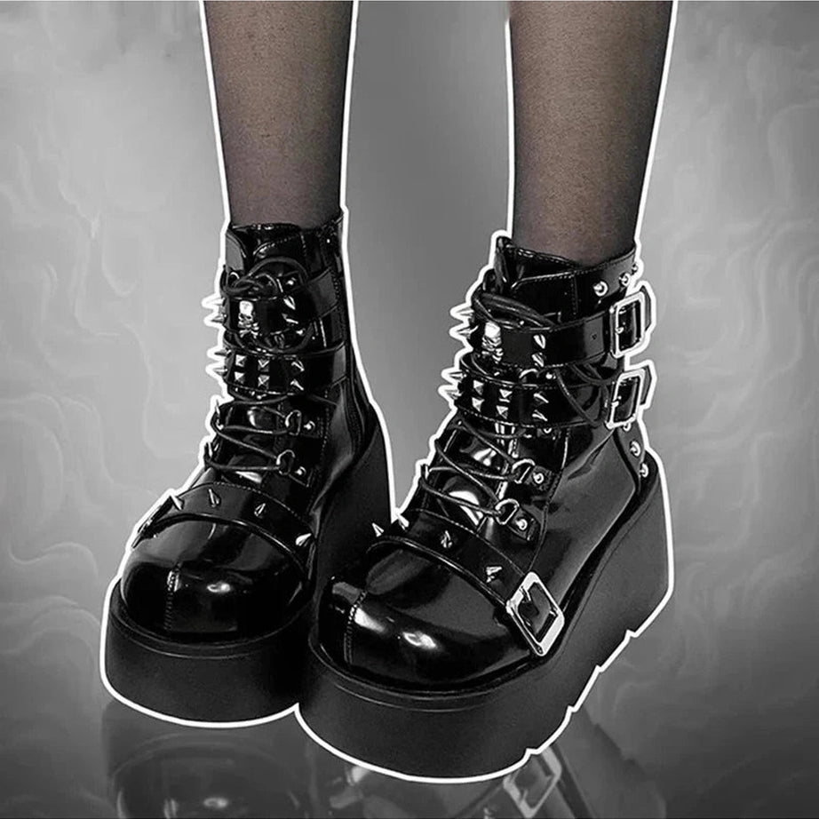 Y2k Rivet Platform Punk Boots
