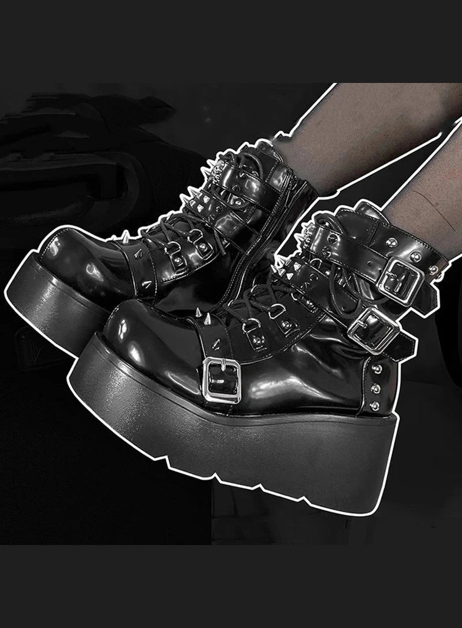 Y2k Rivet Platform Punk Boots