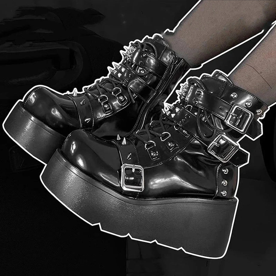 Y2k Rivet Platform Punk Boots