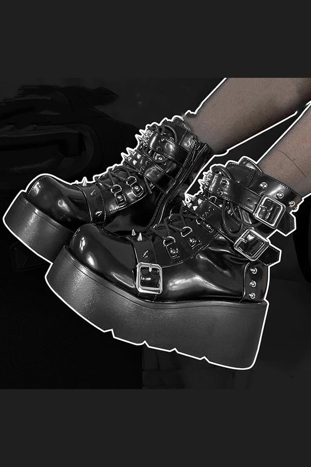 Y2k Rivet Platform Punk Boots