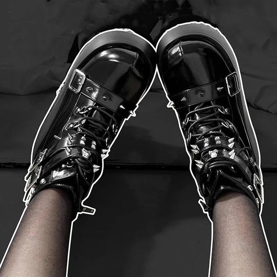 Y2k Rivet Platform Punk Boots