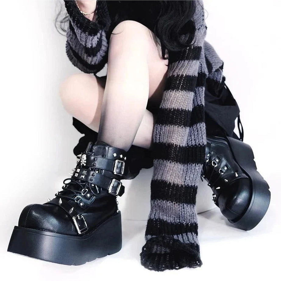 Y2k Rivet Platform Punk Boots