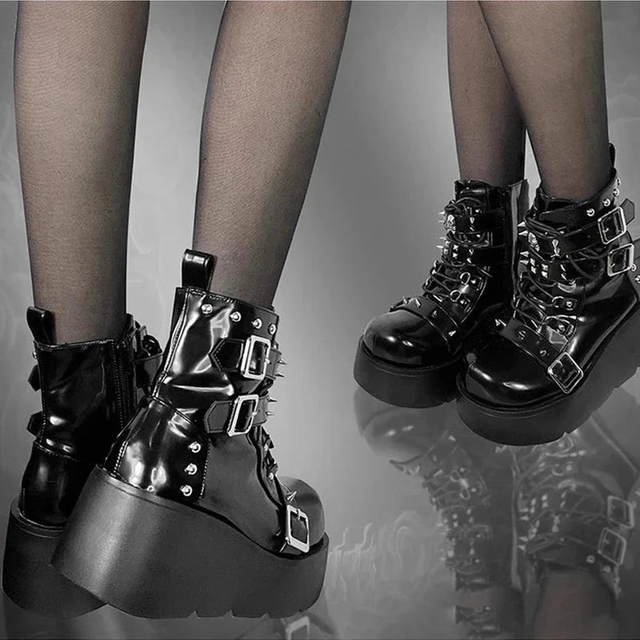 Y2k Rivet Platform Punk Boots