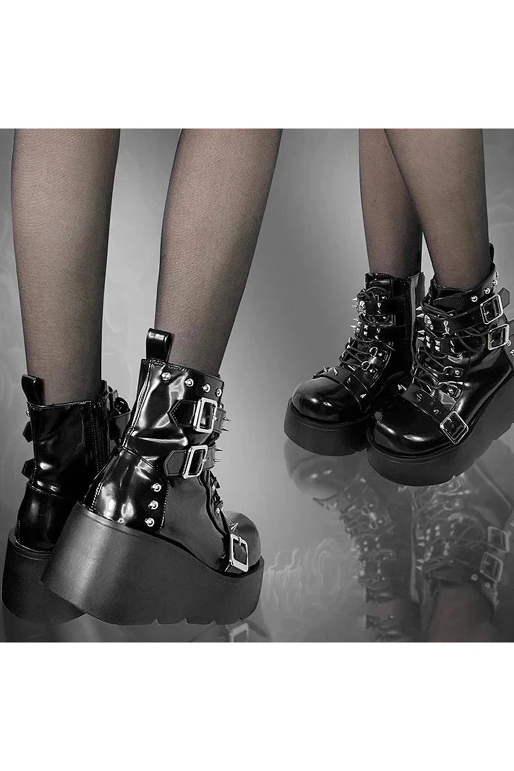 Y2k Rivet Platform Punk Boots