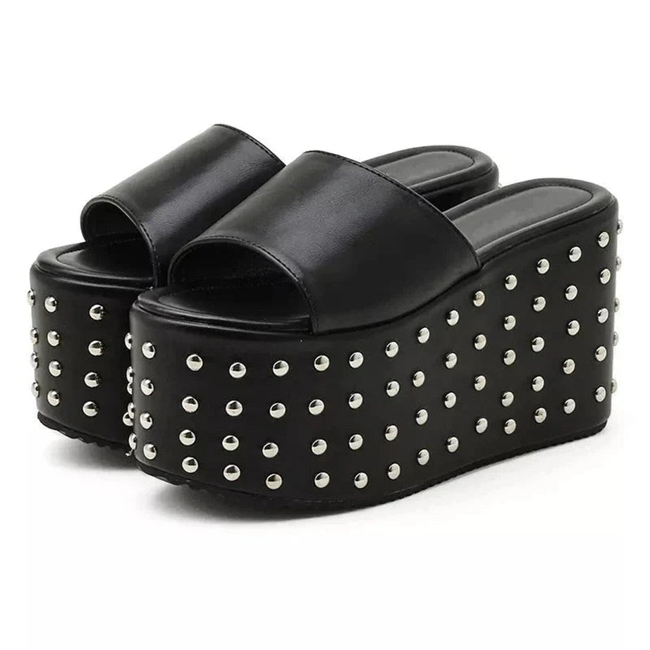 Y2k Rivet Walking Platform Sandals