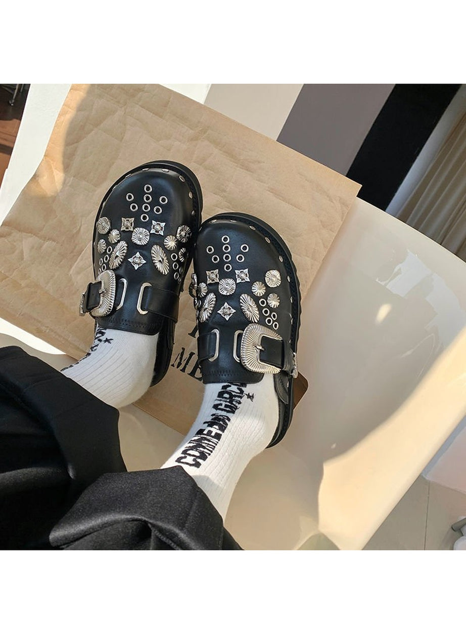 Y2k Rivets Platform Slippers