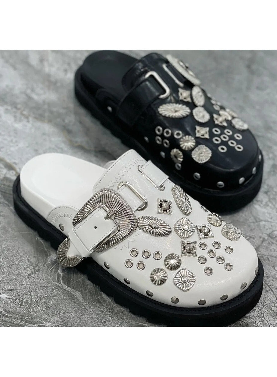 Y2k Rivets Platform Slippers