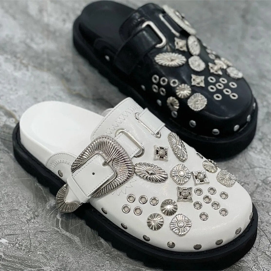 Y2k Rivets Platform Slippers