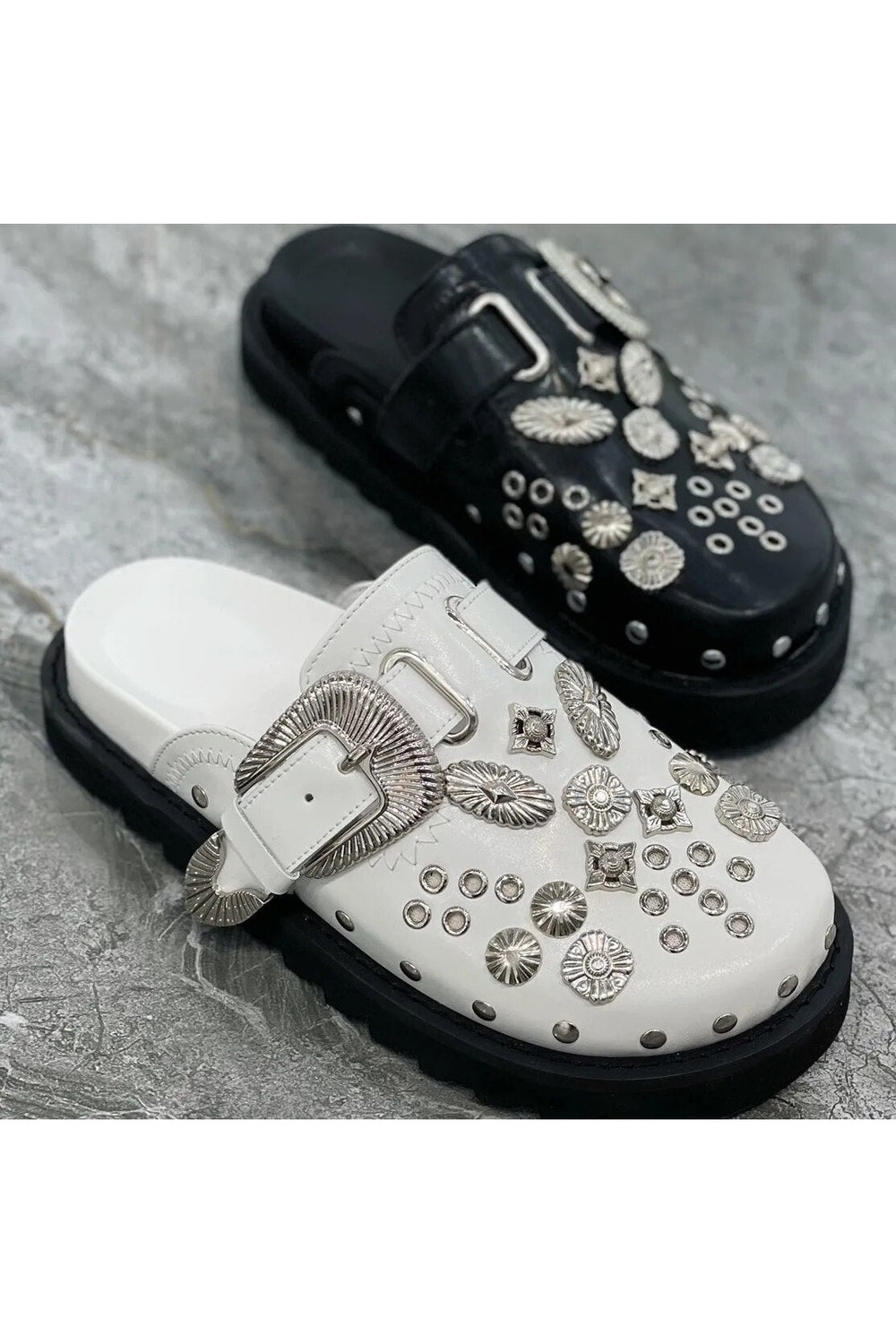 Y2k Rivets Platform Slippers