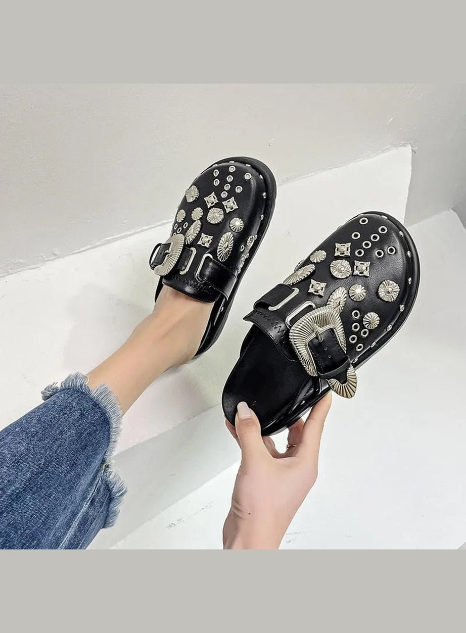 Y2k Rivets Platform Slippers