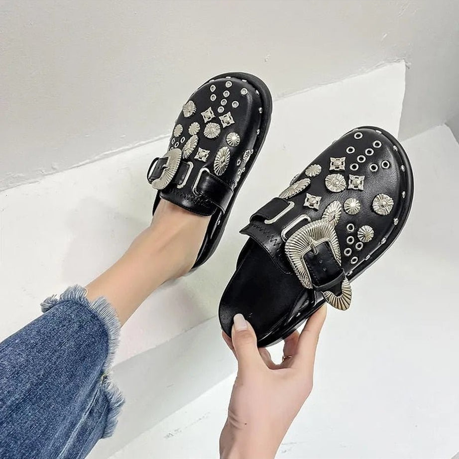 Y2k Rivets Platform Slippers