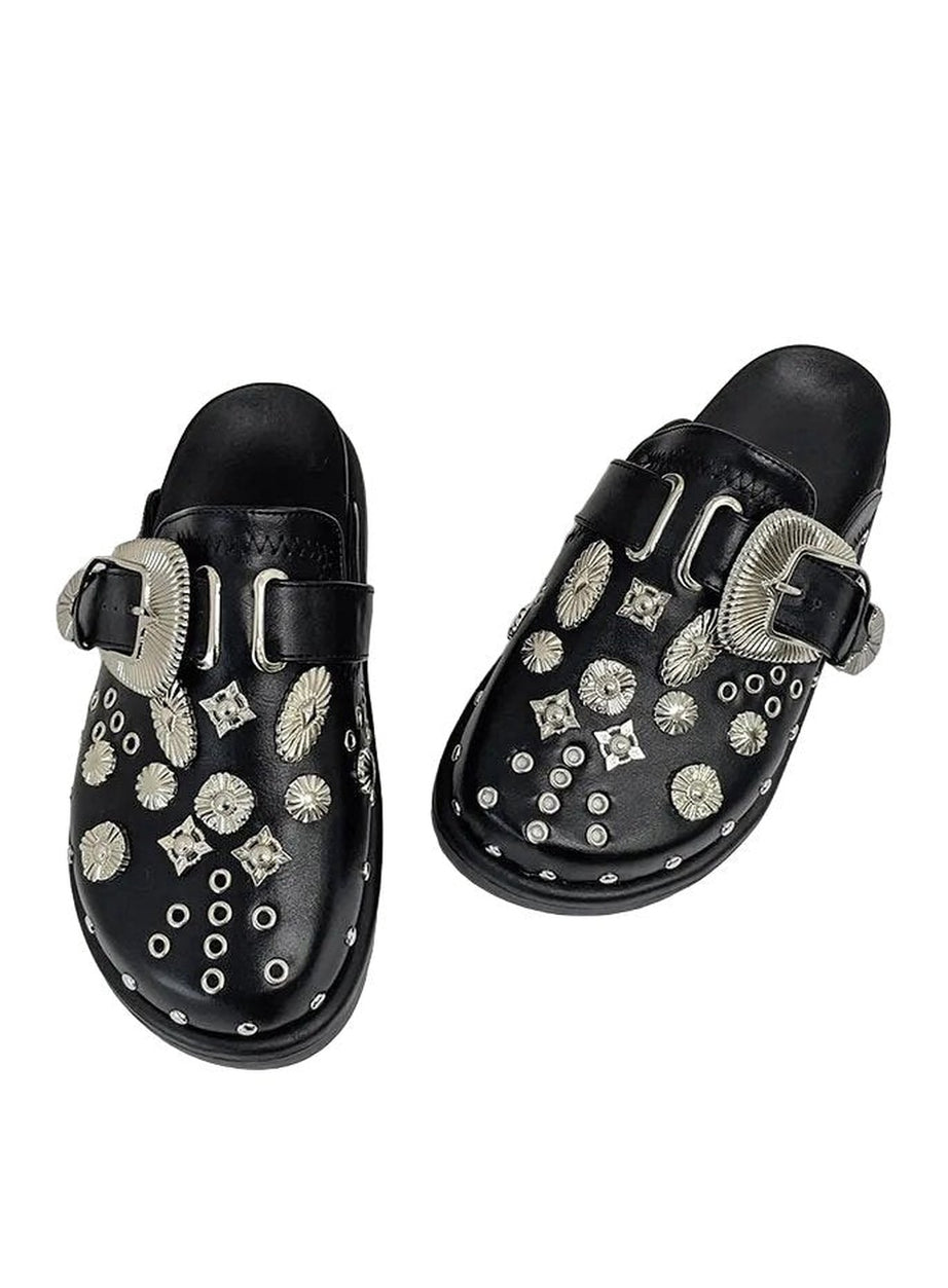 Y2k Rivets Platform Slippers