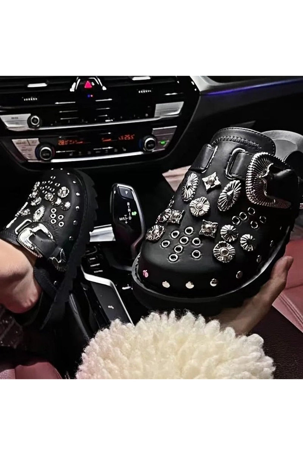 Y2k Rivets Platform Slippers