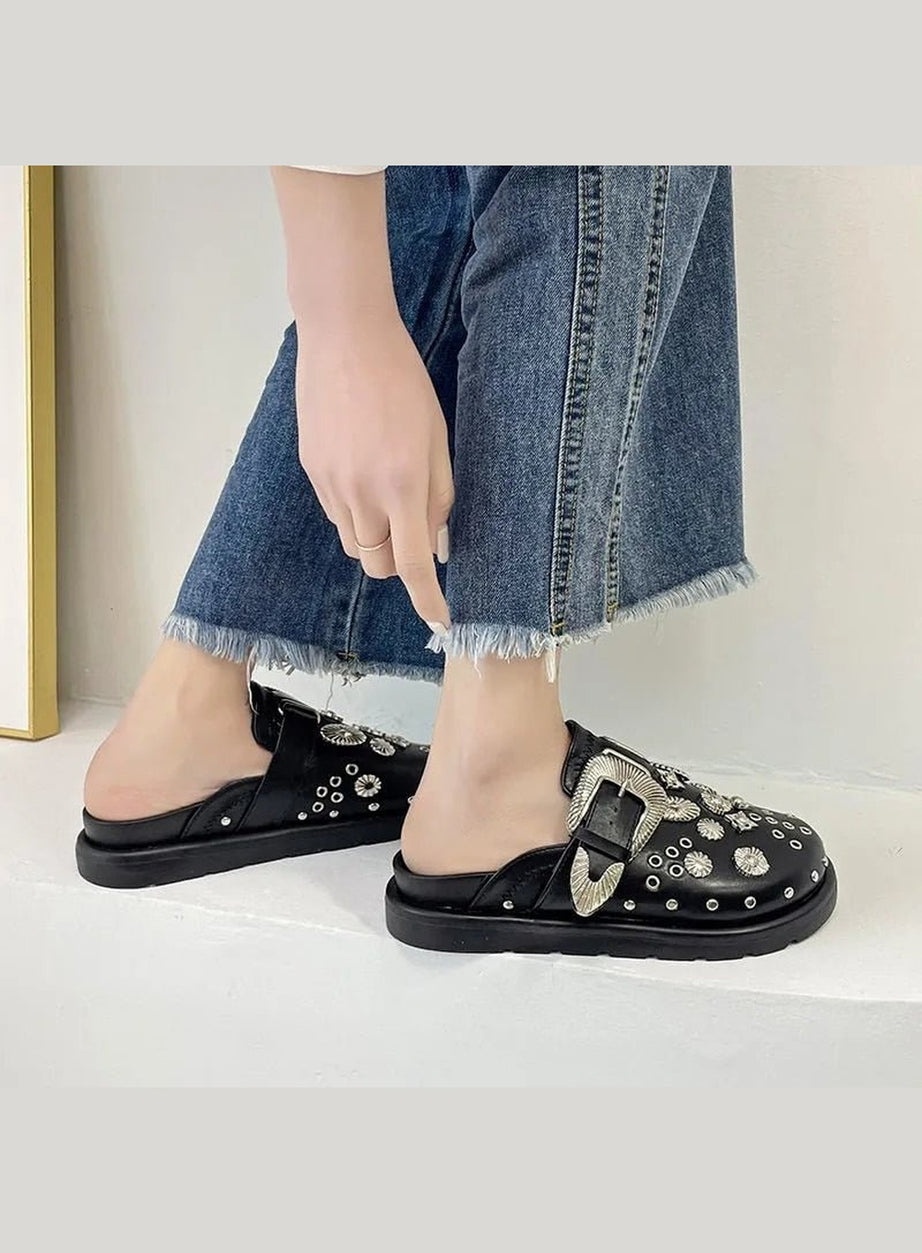 Y2k Rivets Platform Slippers