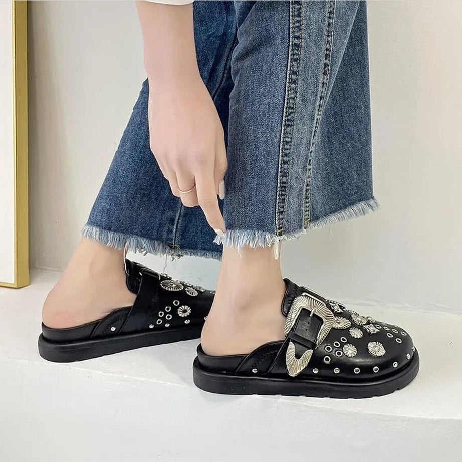 Y2k Rivets Platform Slippers