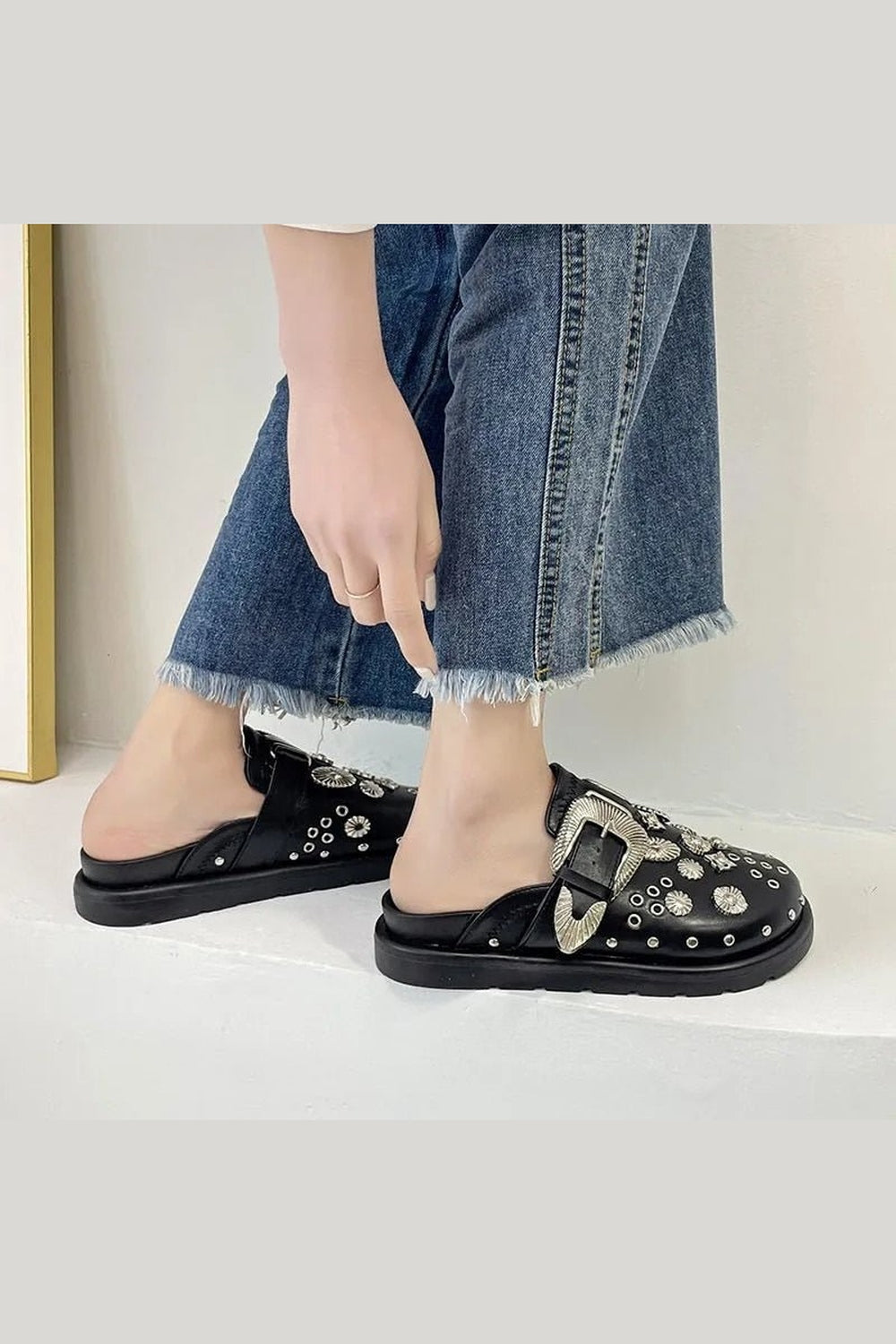 Y2k Rivets Platform Slippers