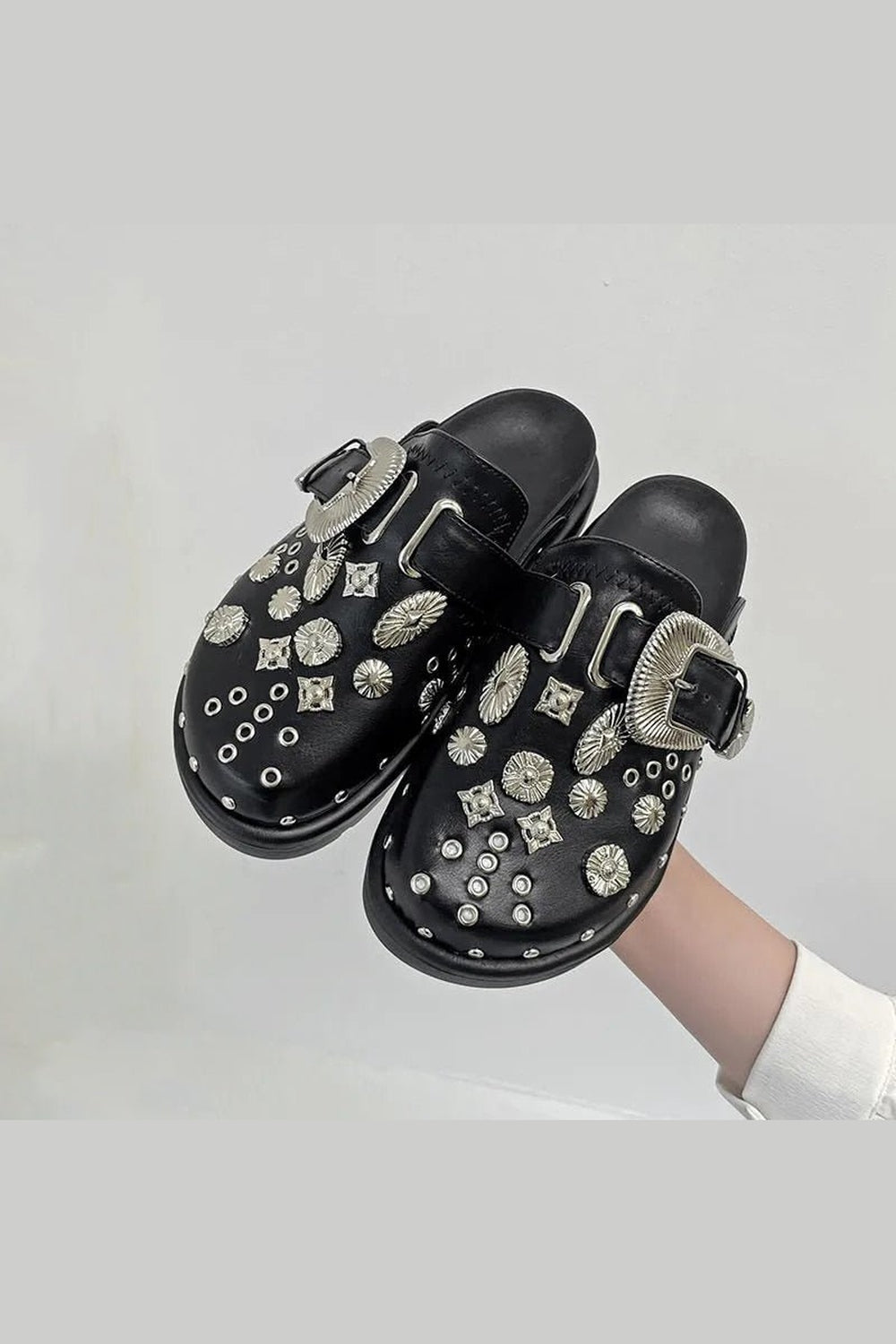 Y2k Rivets Platform Slippers