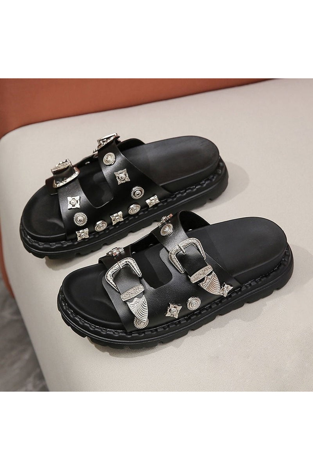 Y2k Rivets Platform Slippers