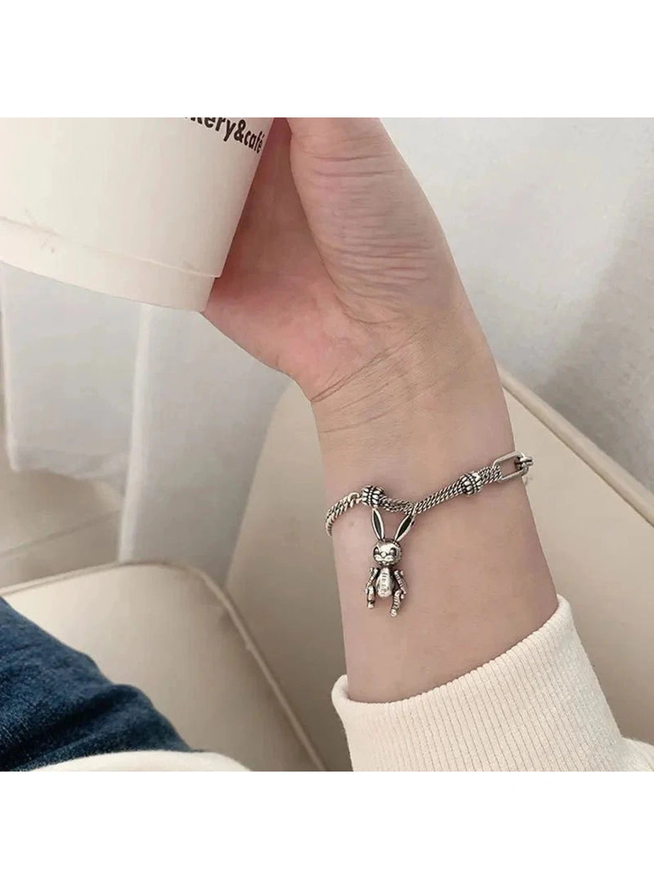 Y2k Robot Rabbit Charm Bracelet