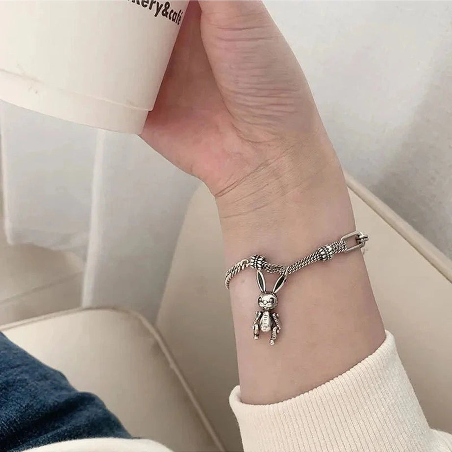 Y2k Robot Rabbit Charm Bracelet