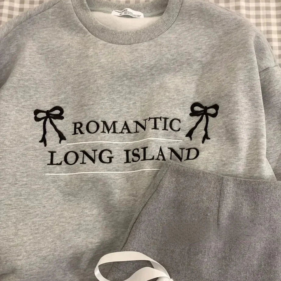 Y2k Romantic Ribbon Sweatshirt and Skirt Set