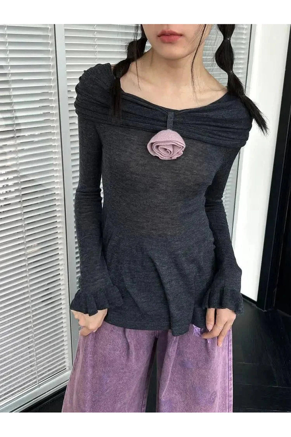 Y2k Romantic Ruffled Long Sleeve Top