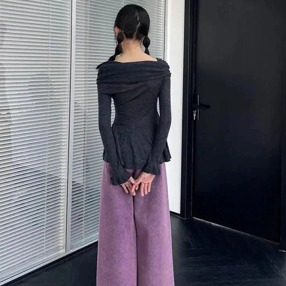 Y2k Romantic Ruffled Long Sleeve Top