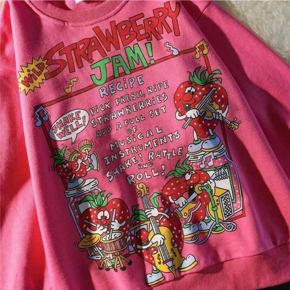 Y2k Rose Red Cartoon Sweatshirt