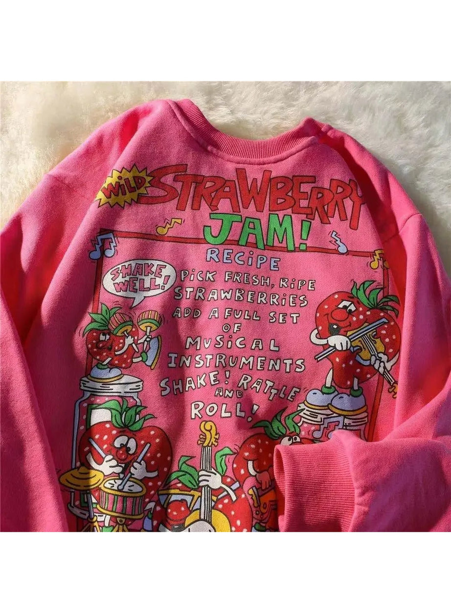 Y2k Rose Red Cartoon Sweatshirt