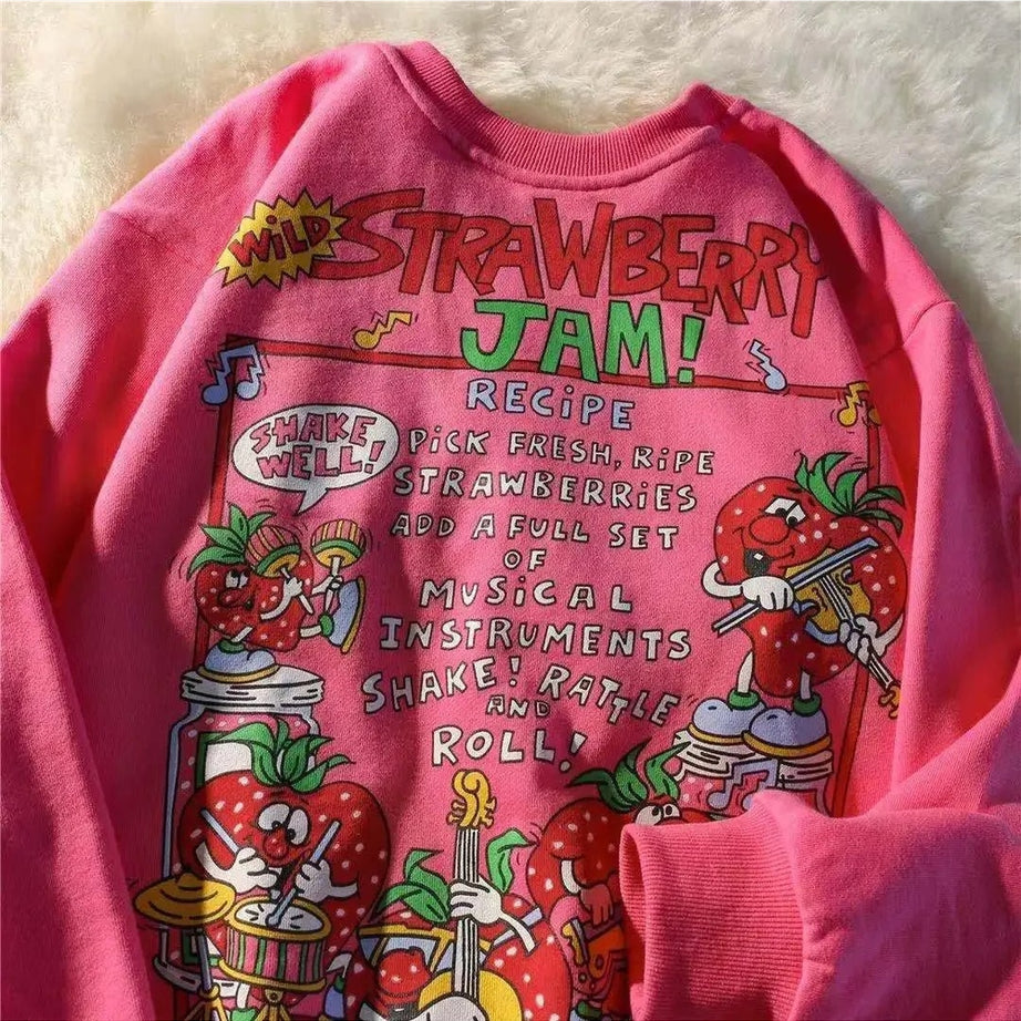 Y2k Rose Red Cartoon Sweatshirt
