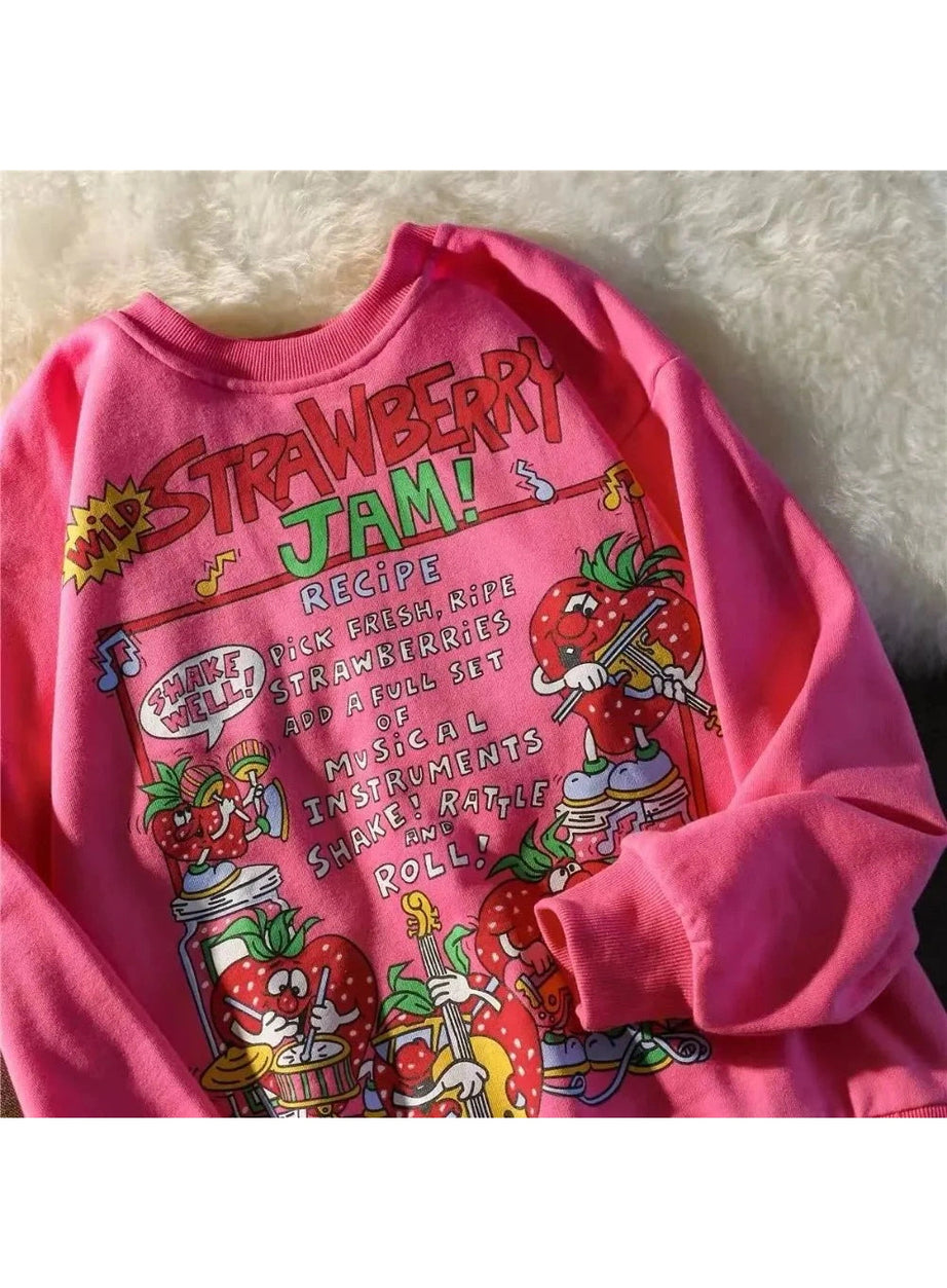 Y2k Rose Red Cartoon Sweatshirt