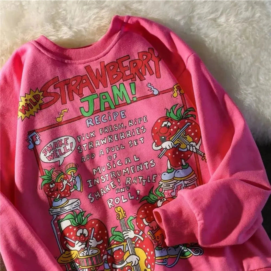 Y2k Rose Red Cartoon Sweatshirt