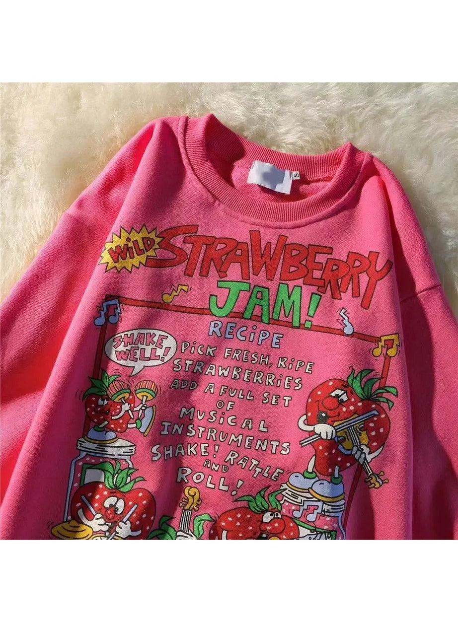 Y2k Rose Red Cartoon Sweatshirt